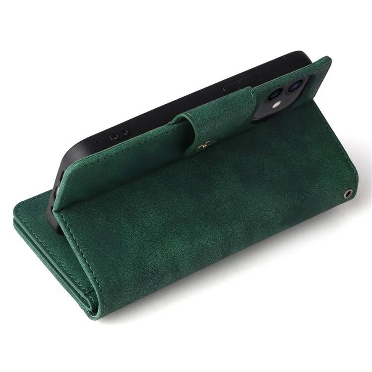 For iPhone 12 mini Shockproof Case Rivet Decor PU Leather Phone Cover