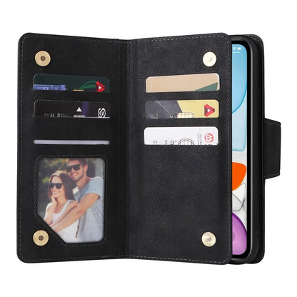 For iPhone 11 Case PU Leather Stand Phone Cover with Rivet Decor