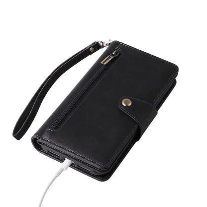 For iPhone 11 Case PU Leather Stand Phone Cover with Rivet Decor