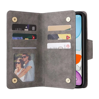 For iPhone 11 Case PU Leather Stand Phone Cover with Rivet Decor