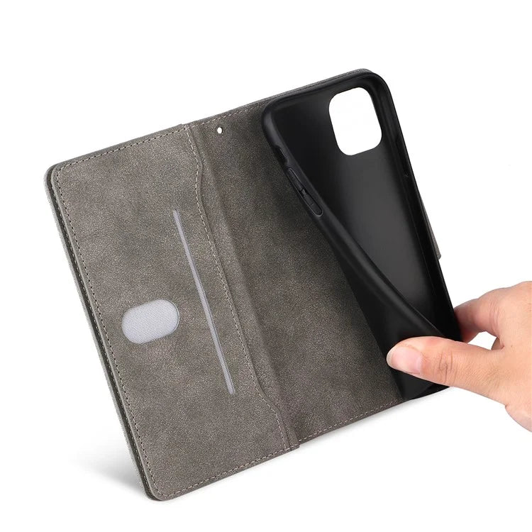For iPhone 11 Case PU Leather Stand Phone Cover with Rivet Decor