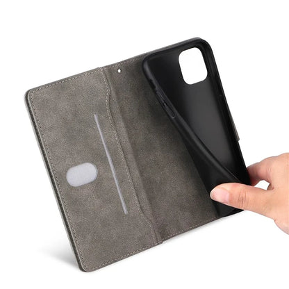 For iPhone 11 Case PU Leather Stand Phone Cover with Rivet Decor