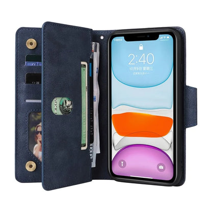 For iPhone 11 Case PU Leather Stand Phone Cover with Rivet Decor