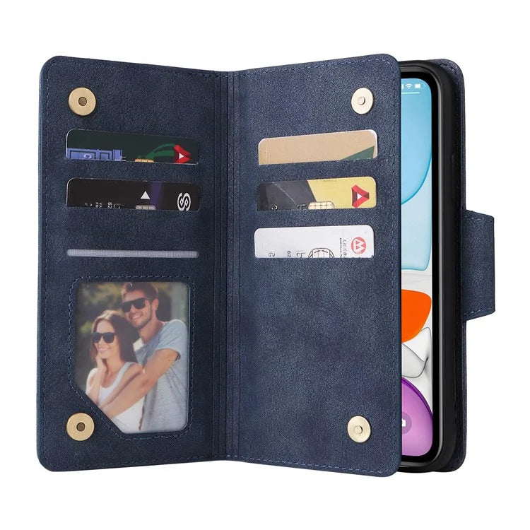 For iPhone 11 Case PU Leather Stand Phone Cover with Rivet Decor