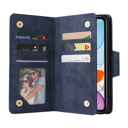 For iPhone 11 Case PU Leather Stand Phone Cover with Rivet Decor