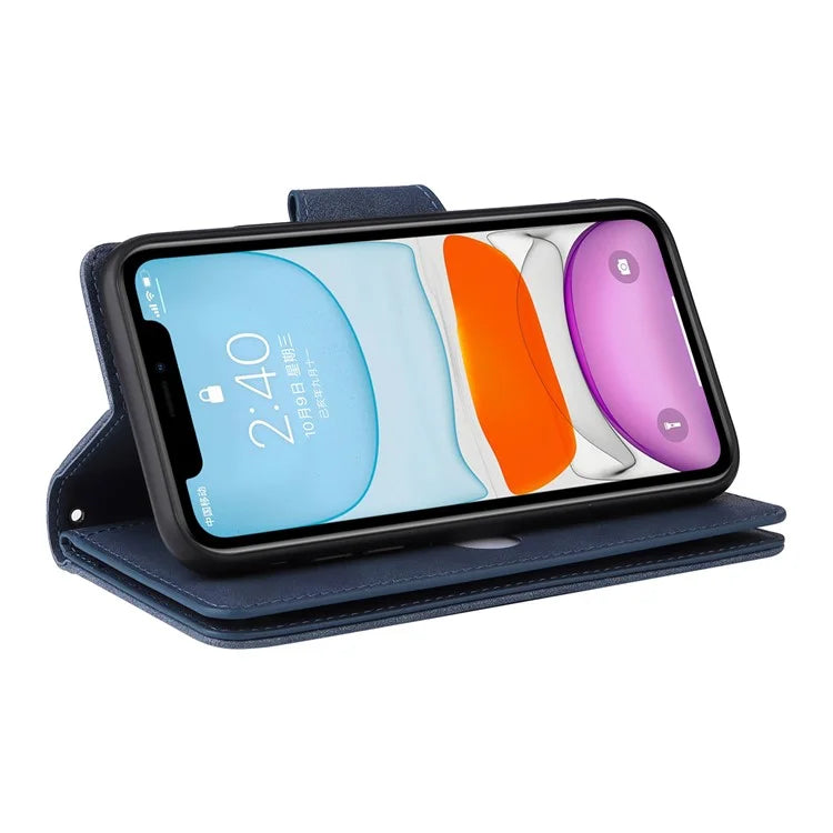 For iPhone 11 Case PU Leather Stand Phone Cover with Rivet Decor