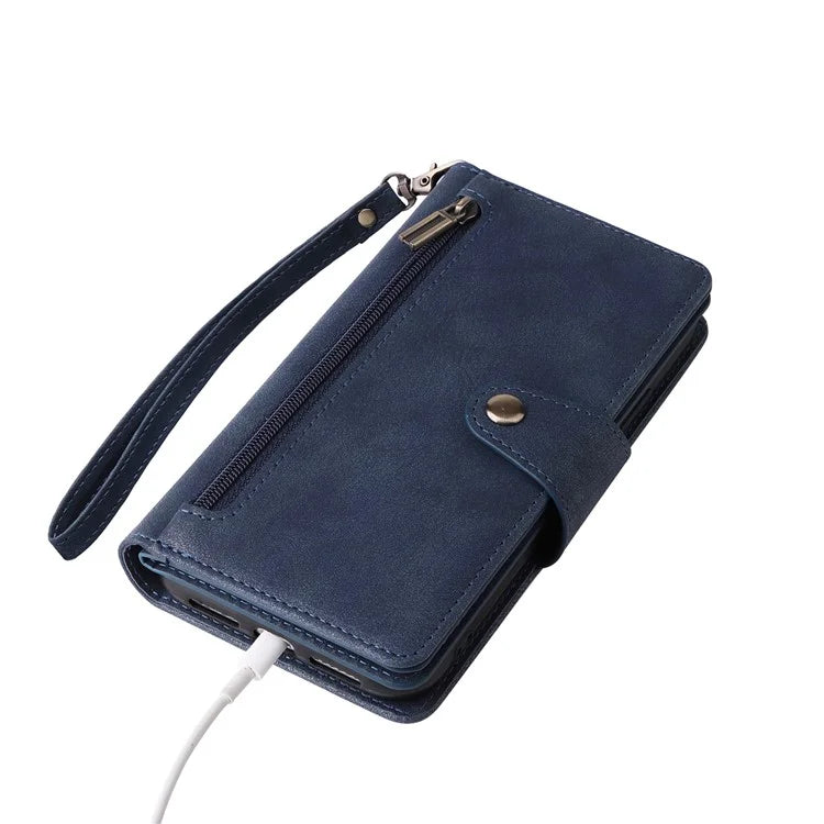 For iPhone 11 Case PU Leather Stand Phone Cover with Rivet Decor