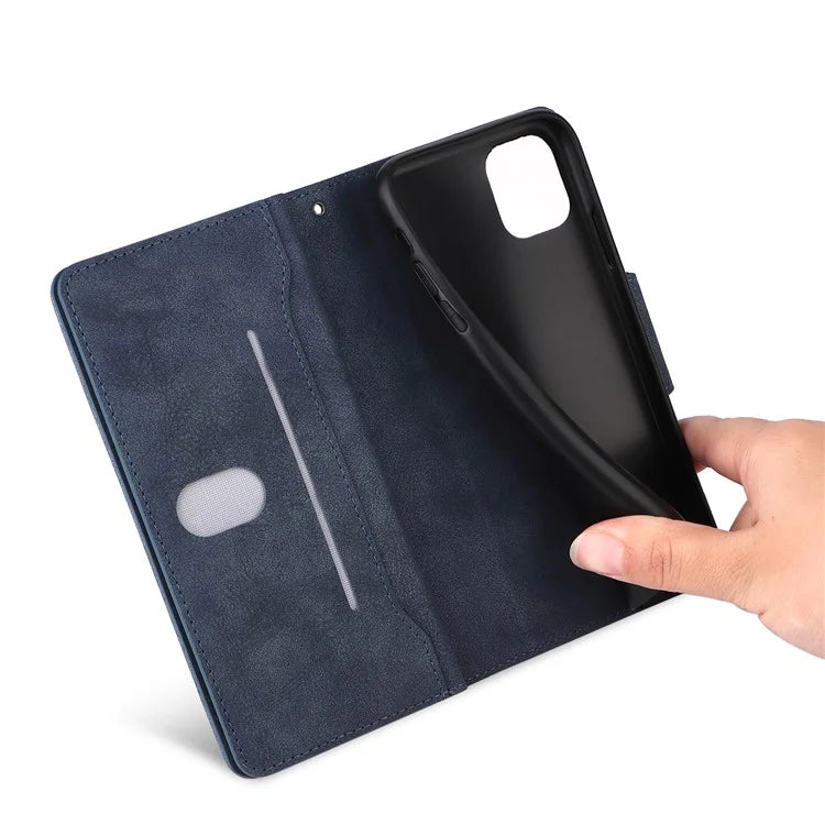 For iPhone 11 Case PU Leather Stand Phone Cover with Rivet Decor