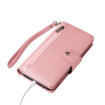 For iPhone 11 Pro Case PU Leather Rivet Decor Stand Flip Phone Cover Wallet