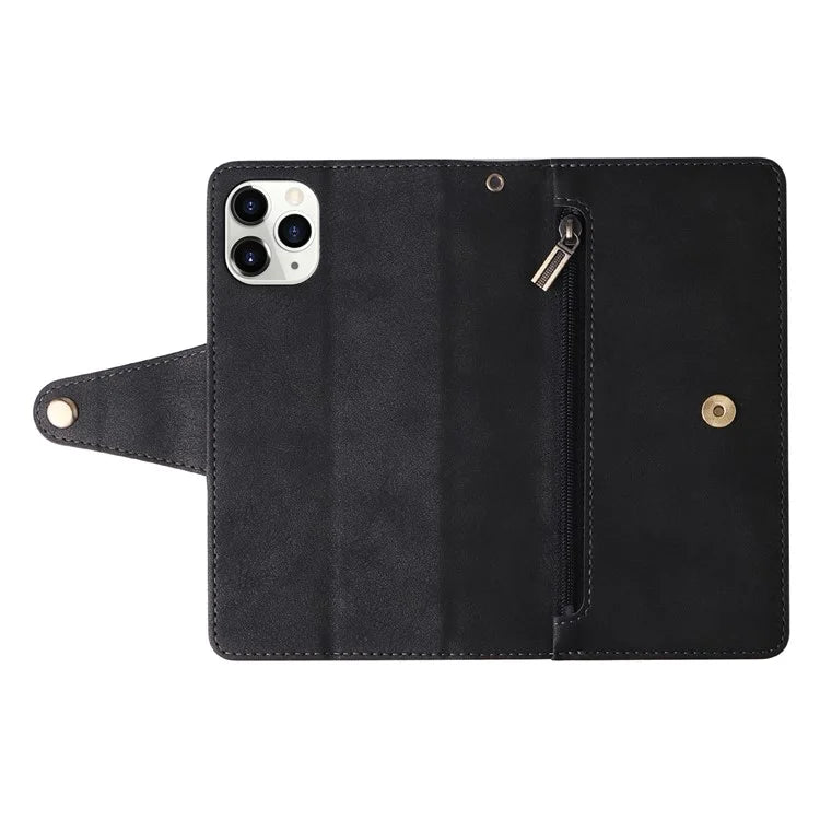 For iPhone 11 Pro Case PU Leather Rivet Decor Stand Flip Phone Cover Wallet