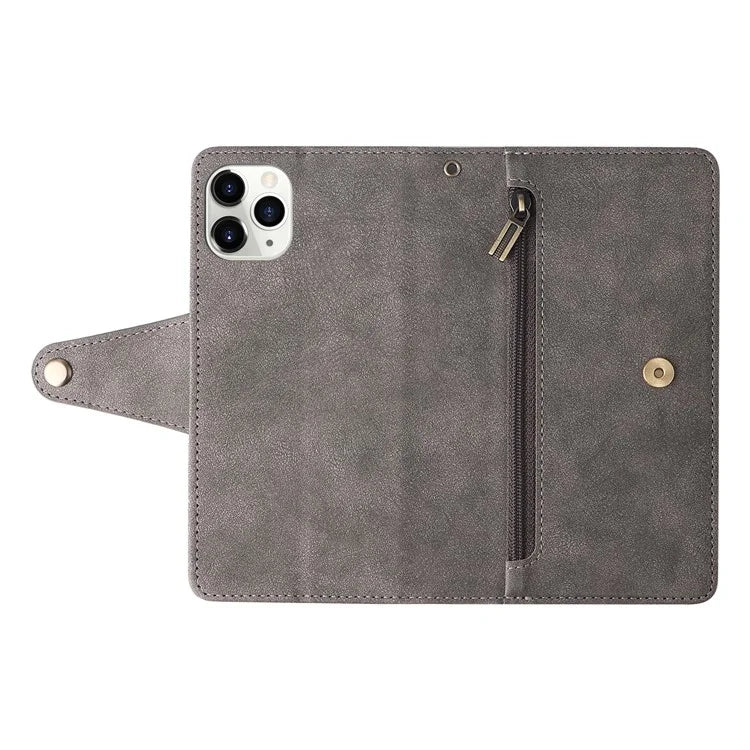 For iPhone 11 Pro Case PU Leather Rivet Decor Stand Flip Phone Cover Wallet