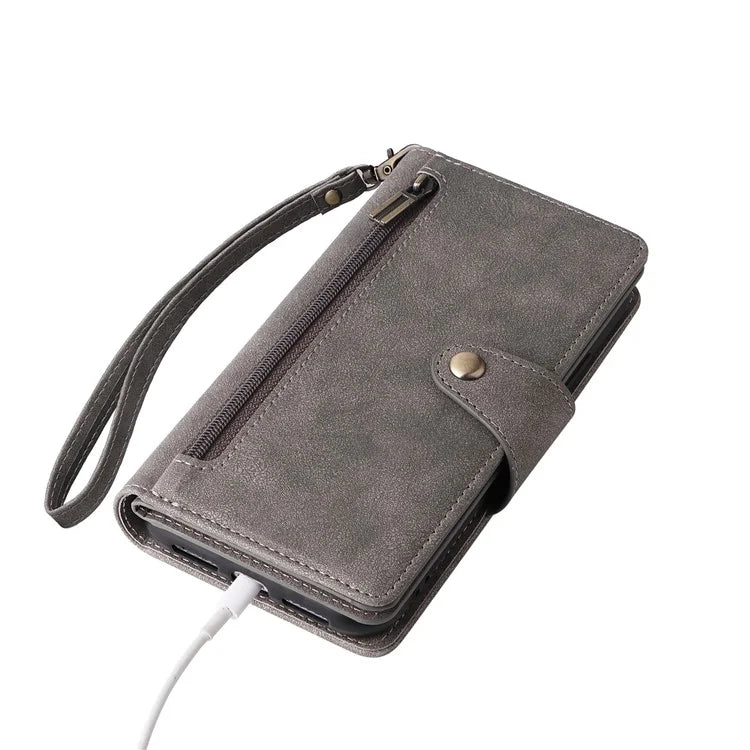 For iPhone 11 Pro Case PU Leather Rivet Decor Stand Flip Phone Cover Wallet