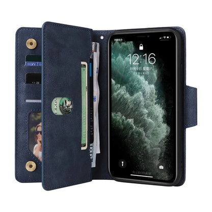 For iPhone 11 Pro Case PU Leather Rivet Decor Stand Flip Phone Cover Wallet