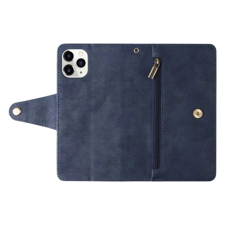 For iPhone 11 Pro Case PU Leather Rivet Decor Stand Flip Phone Cover Wallet
