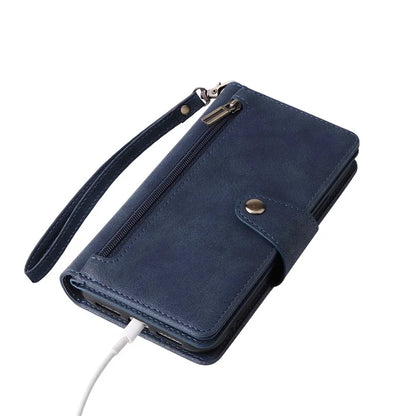 For iPhone 11 Pro Case PU Leather Rivet Decor Stand Flip Phone Cover Wallet