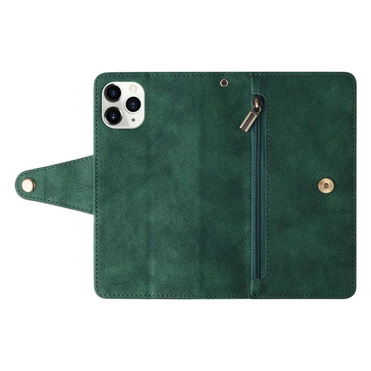 For iPhone 11 Pro Case PU Leather Rivet Decor Stand Flip Phone Cover Wallet