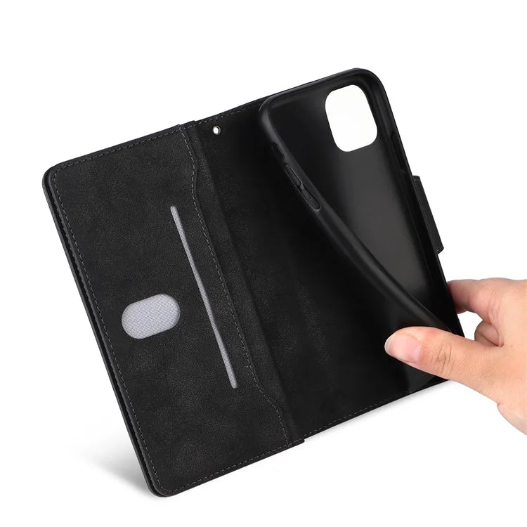 For iPhone 11 Pro Max Case PU Leather Wallet Card Slots Phone Cover with Rivet Decor