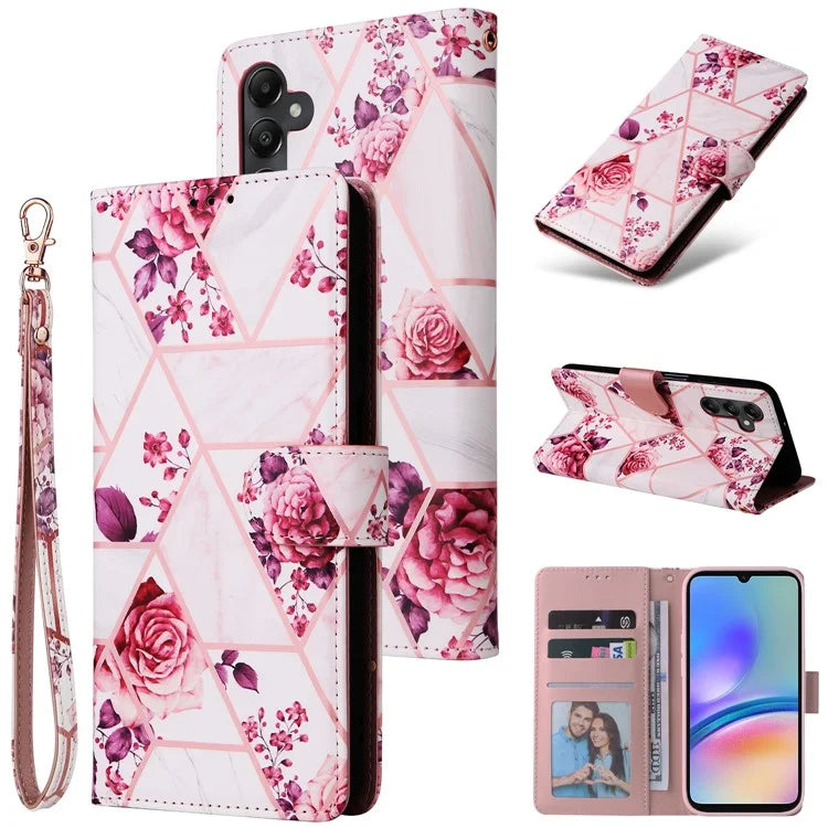 For Samsung Galaxy A05s 4G Case Lacquered Leather Phone Shell Marble Pattern Design