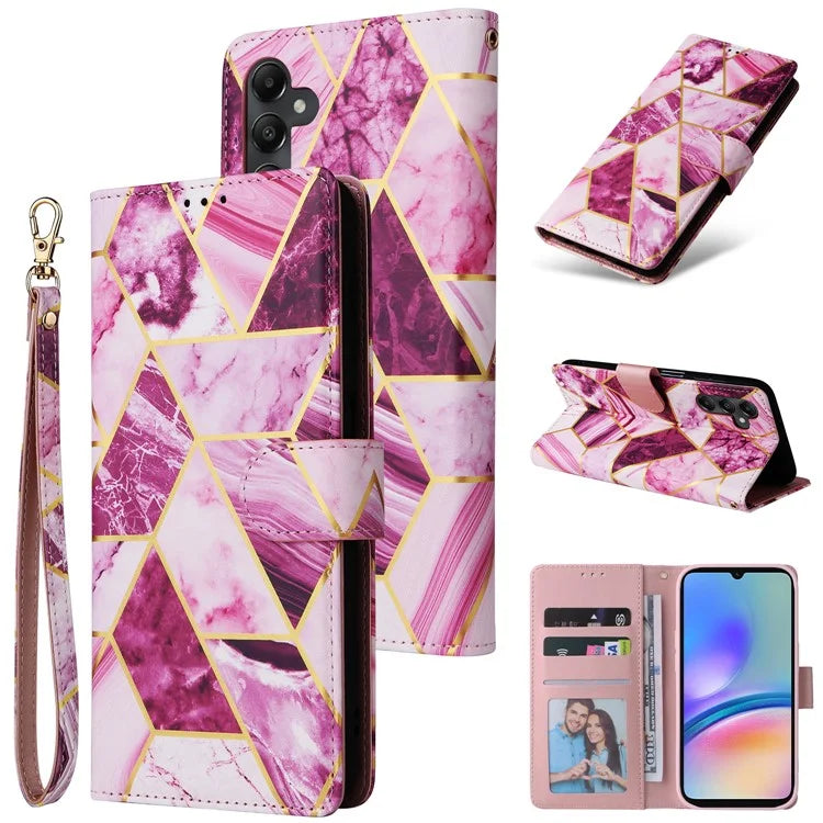 For Samsung Galaxy A05s 4G Case Lacquered Leather Phone Shell Marble Pattern Design