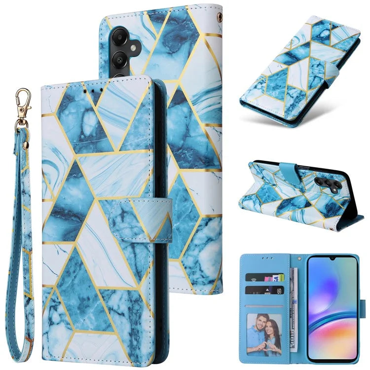 For Samsung Galaxy A05s 4G Case Lacquered Leather Phone Shell Marble Pattern Design