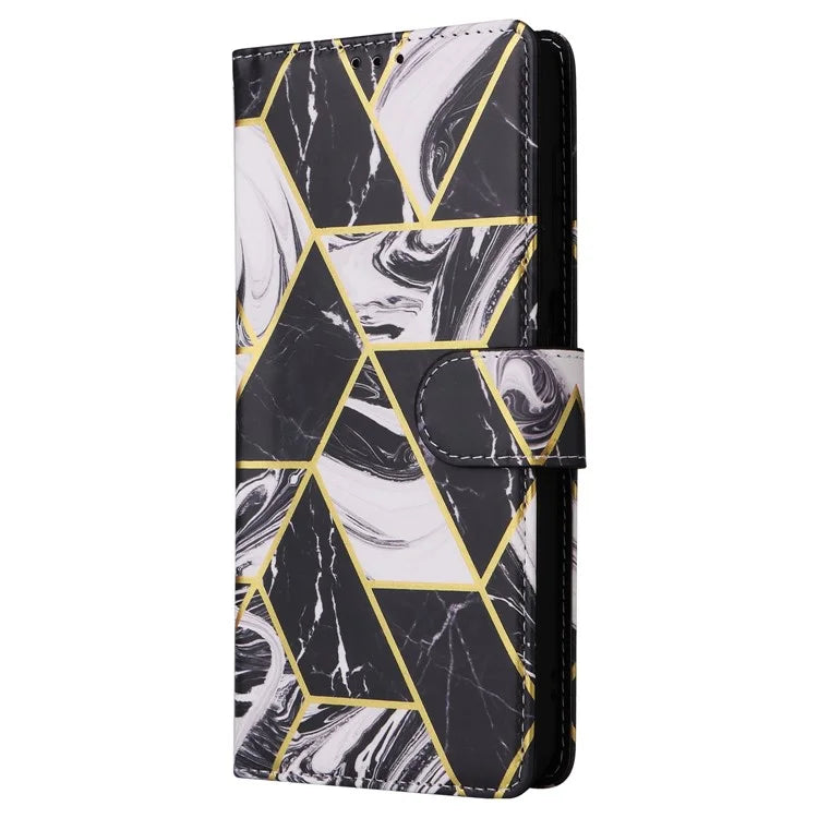 For Samsung Galaxy A05s 4G Case Lacquered Leather Phone Shell Marble Pattern Design
