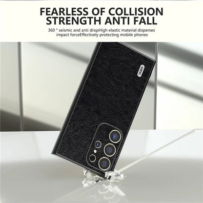ABEEL For Samsung Galaxy S24 Ultra Case PU Leather Coated PC+TPU Non-Slip Grip Cover