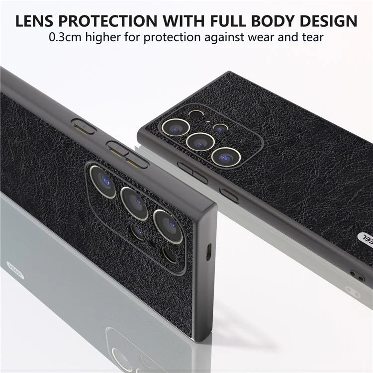ABEEL For Samsung Galaxy S24 Ultra Case PU Leather Coated PC+TPU Non-Slip Grip Cover