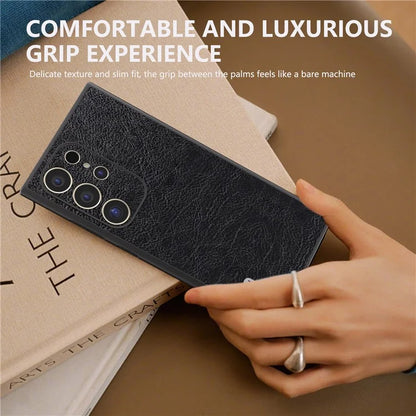 ABEEL For Samsung Galaxy S24 Ultra Case PU Leather Coated PC+TPU Non-Slip Grip Cover