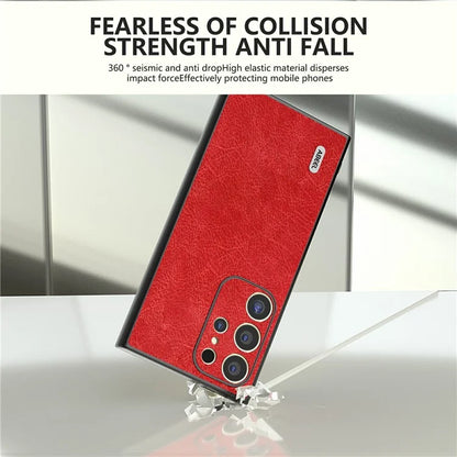 ABEEL For Samsung Galaxy S24 Ultra Case PU Leather Coated PC+TPU Non-Slip Grip Cover