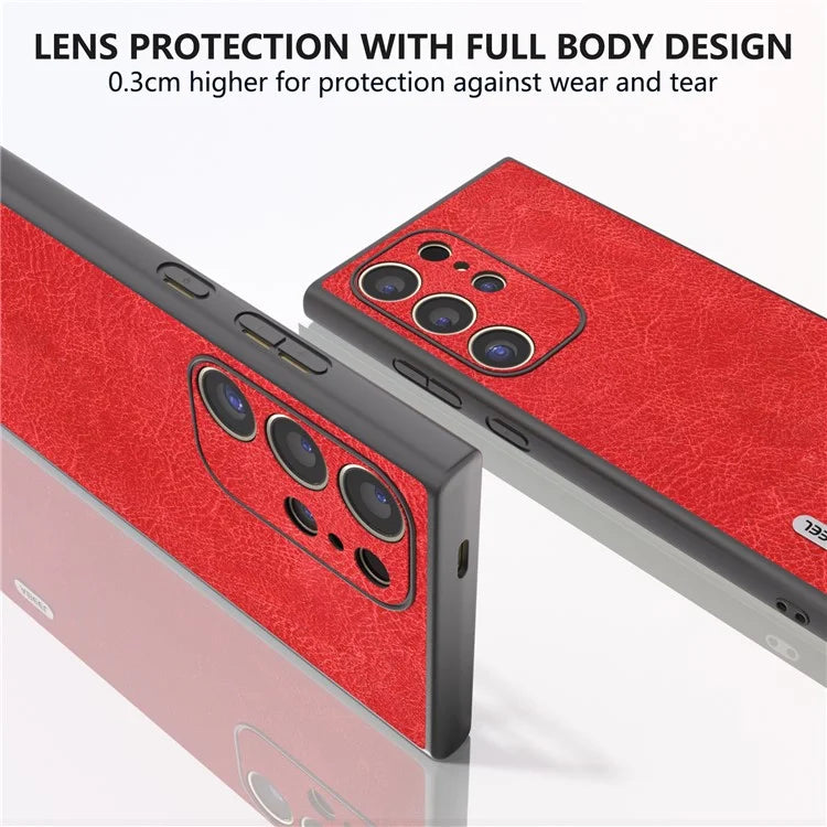 ABEEL For Samsung Galaxy S24 Ultra Case PU Leather Coated PC+TPU Non-Slip Grip Cover