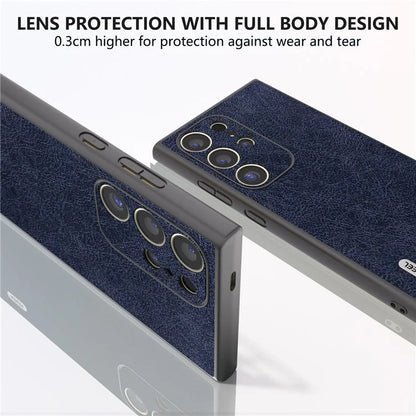 ABEEL For Samsung Galaxy S24 Ultra Case PU Leather Coated PC+TPU Non-Slip Grip Cover