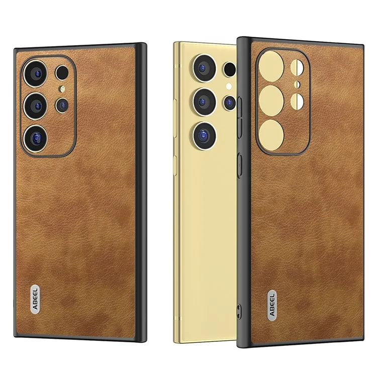 ABEEL For Samsung Galaxy S24 Ultra Case PU Leather Coated PC+TPU Non-Slip Grip Cover