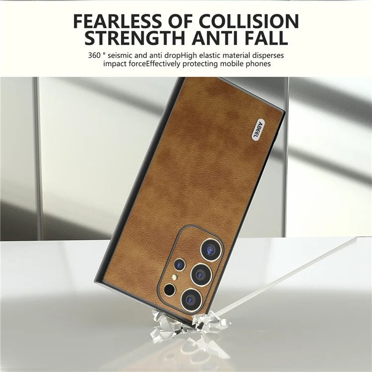 ABEEL For Samsung Galaxy S24 Ultra Case PU Leather Coated PC+TPU Non-Slip Grip Cover