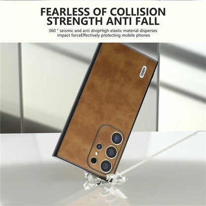 ABEEL For Samsung Galaxy S24 Ultra Case PU Leather Coated PC+TPU Non-Slip Grip Cover