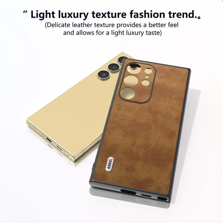 ABEEL For Samsung Galaxy S24 Ultra Case PU Leather Coated PC+TPU Non-Slip Grip Cover