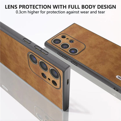 ABEEL For Samsung Galaxy S24 Ultra Case PU Leather Coated PC+TPU Non-Slip Grip Cover
