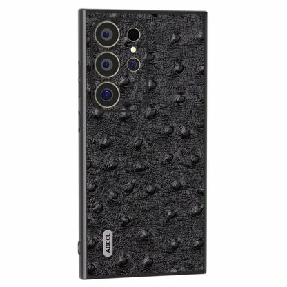 ABEEL For Samsung Galaxy S24 Ultra Case Ostrich Pattern Genuine Cow Leather Back Phone Cover