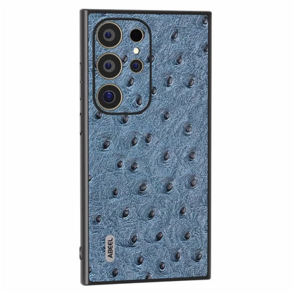 ABEEL For Samsung Galaxy S24 Ultra Case Ostrich Pattern Genuine Cow Leather Back Phone Cover