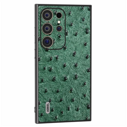 ABEEL For Samsung Galaxy S24 Ultra Case Ostrich Pattern Genuine Cow Leather Back Phone Cover