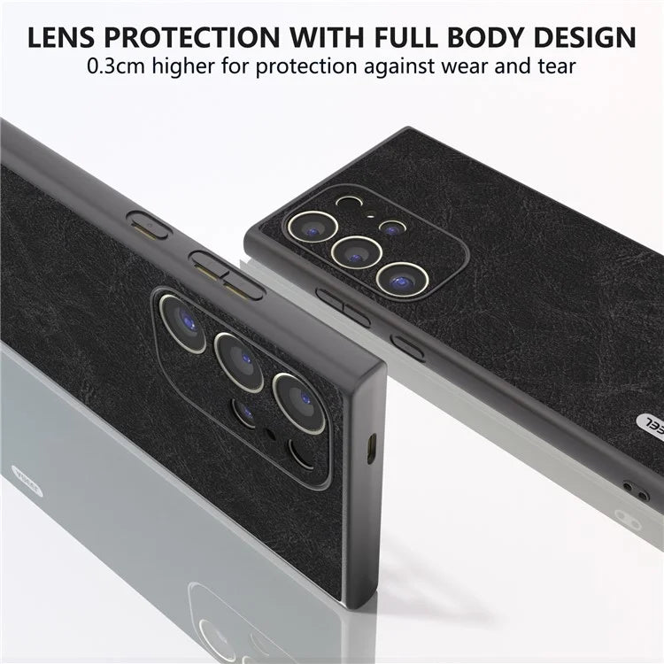 ABEEL For Samsung Galaxy S24 Ultra Case PU+PC+TPU Litchi Texture Anti-Scratch Phone Cover