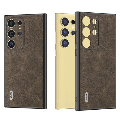 ABEEL For Samsung Galaxy S24 Ultra Case PU+PC+TPU Litchi Texture Anti-Scratch Phone Cover