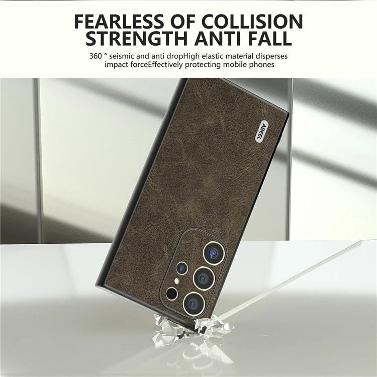 ABEEL For Samsung Galaxy S24 Ultra Case PU+PC+TPU Litchi Texture Anti-Scratch Phone Cover