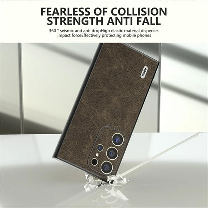 ABEEL For Samsung Galaxy S24 Ultra Case PU+PC+TPU Litchi Texture Anti-Scratch Phone Cover