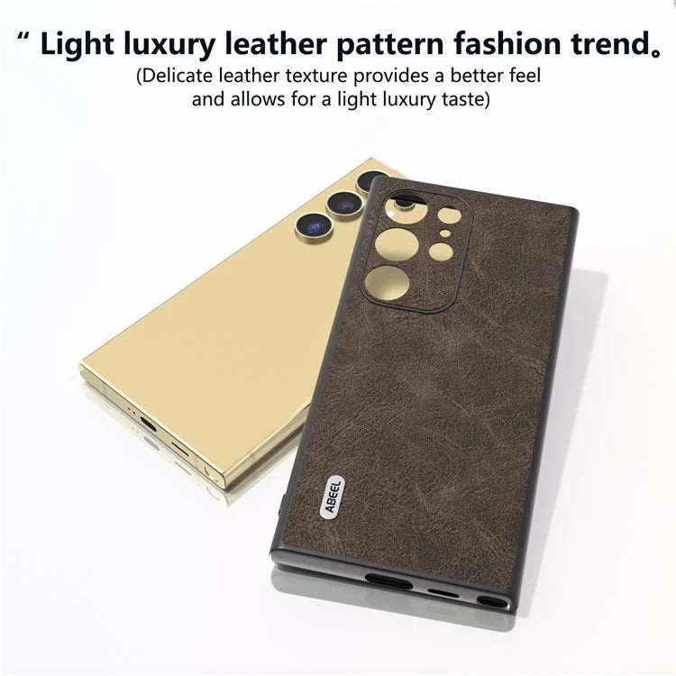 ABEEL For Samsung Galaxy S24 Ultra Case PU+PC+TPU Litchi Texture Anti-Scratch Phone Cover