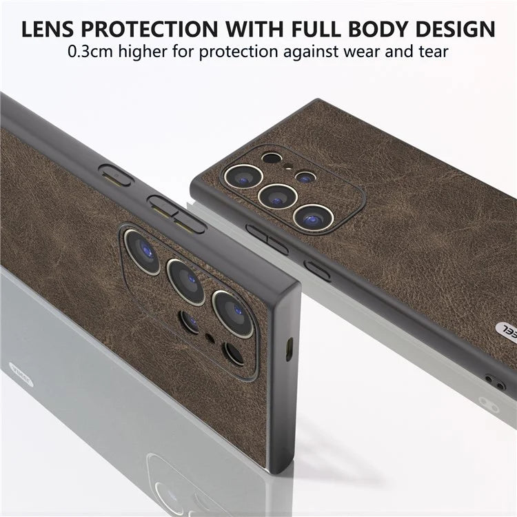ABEEL For Samsung Galaxy S24 Ultra Case PU+PC+TPU Litchi Texture Anti-Scratch Phone Cover