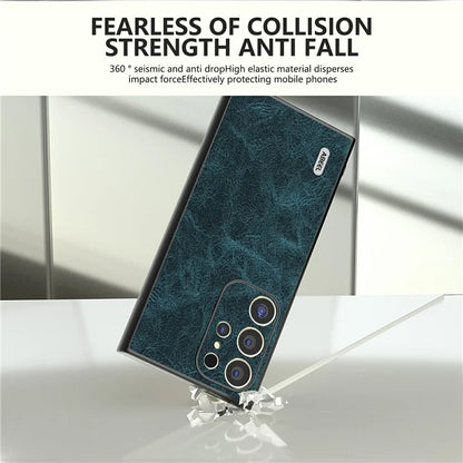 ABEEL For Samsung Galaxy S24 Ultra Case PU+PC+TPU Litchi Texture Anti-Scratch Phone Cover