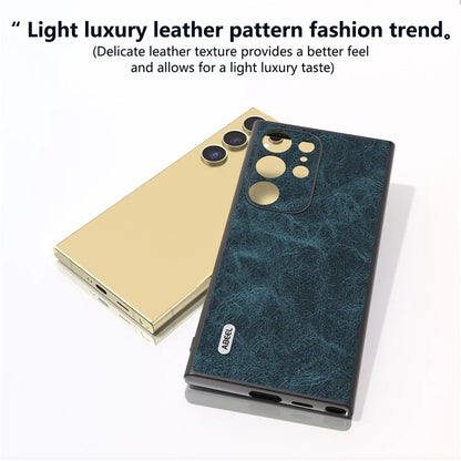 ABEEL For Samsung Galaxy S24 Ultra Case PU+PC+TPU Litchi Texture Anti-Scratch Phone Cover