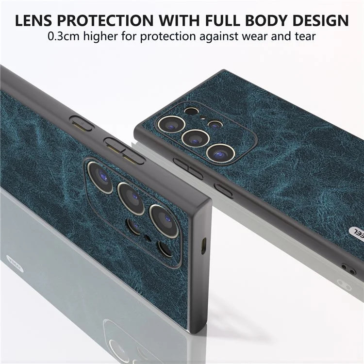ABEEL For Samsung Galaxy S24 Ultra Case PU+PC+TPU Litchi Texture Anti-Scratch Phone Cover