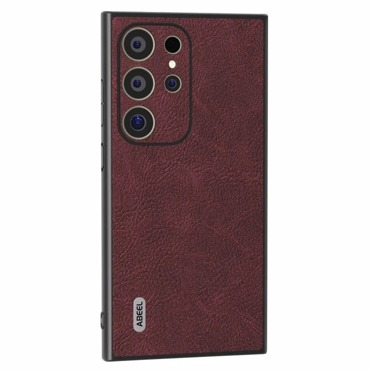 ABEEL For Samsung Galaxy S24 Ultra Case PU+PC+TPU Litchi Texture Anti-Scratch Phone Cover