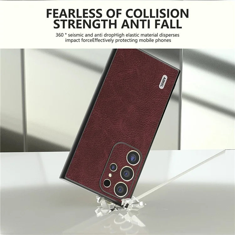 ABEEL For Samsung Galaxy S24 Ultra Case PU+PC+TPU Litchi Texture Anti-Scratch Phone Cover